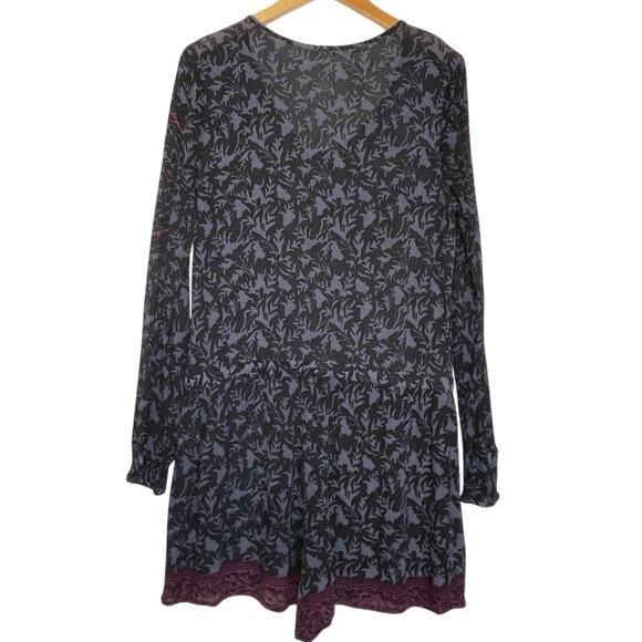 FREE PEOPLE Women’s Black and Gray Geo Print long Sleeve Romper medium - Picture 4 of 4